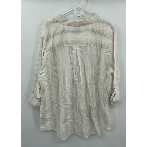 Style & Co. Womens Plus Size Striped Shirt, Rainbow, 3X - Picture 4 of 9